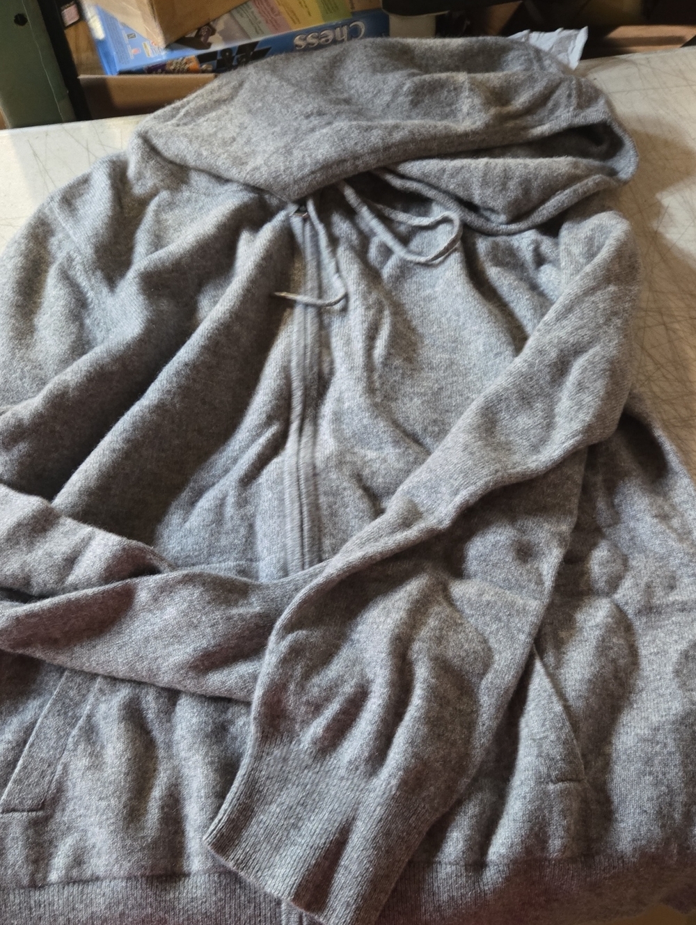 NWT Quince Mongolian Cashmere Full-Zip Hoodie Sweater Heather Grey - Picture 5 of 5